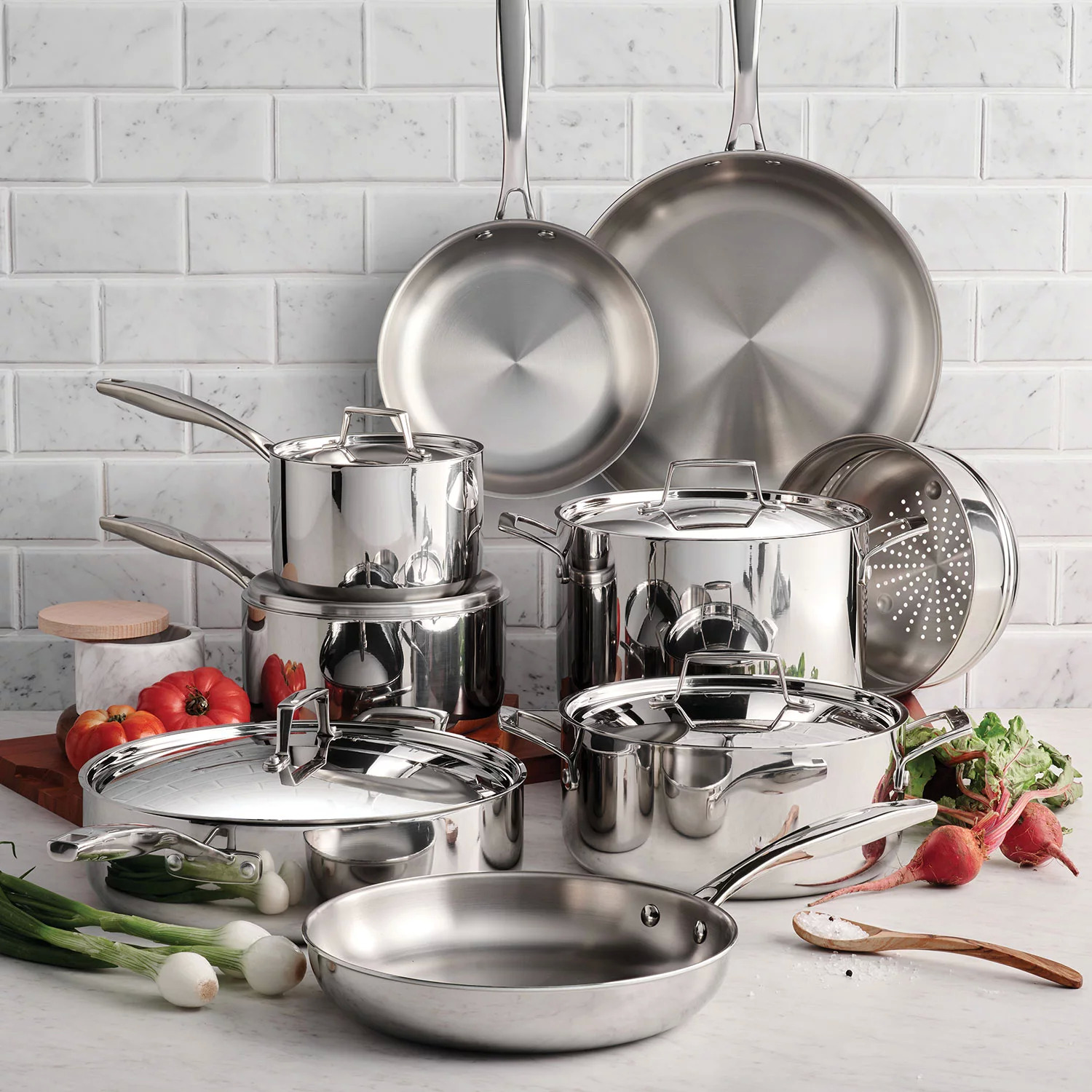 Member's Mark Tri-Ply Clad 14 Piece Cookware Set 18/10 Stainless Steel  FREESHIPP 16017156418