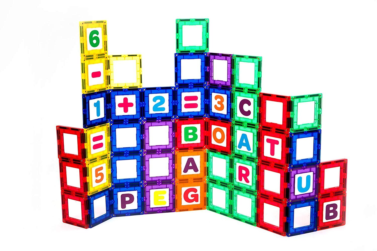 80-Piece Playmags Magnetic Tile Building Set: Educational Clickins Kit: 40 Windows & 40 Letters & Numbers $21.82 w/ Prime shipping