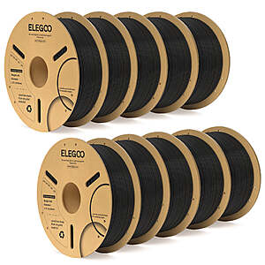 10-Pack 1-Kg ELEGOO PLA Plus 1.75mm 3D Printer Filament (Black) 0 & More + Free S/H