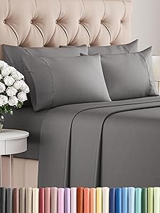 CGK Linens 6-Piece Microfiber Bed Sheet Sets (King), Dark Grey $20 w/ Prime shipping
