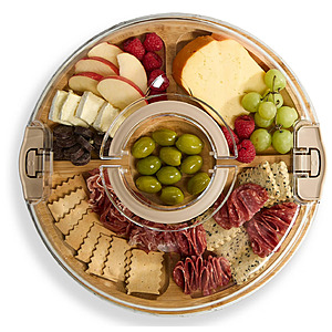 Cook With Color Round Bamboo Cutting Board with Locking Lid (2 Shapes) .95