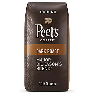 10.5-Oz Peet's Coffee Dark Roast Ground Coffee (Major Dickason's Blend) .55 + Free Shipping