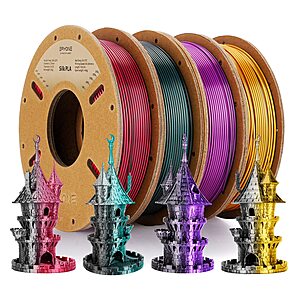 4-Pk 250g ERYONE Silk Dual Color 1.75mm PLA 3D Printer Filament Spools (4 Colors) $9.60 