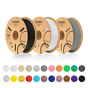 5kg 1.75mm ELEGOO 3D Printer Filament: ABS or PLA+ $45.55, Rapid PETG $38.35 & More + Free S&H