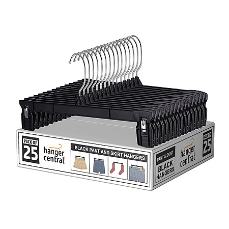 10-Pack Hanger Central Black Plastic Pants Hangers w/ Clips $3.98 w/ W+ Shipping