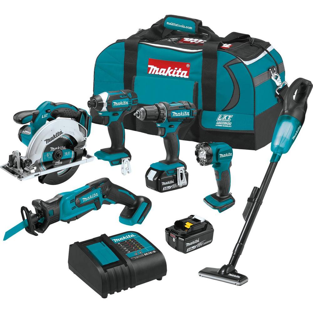 Makita 18v Lxt 6 Piece Li Ion Cordless Combo Kit W 3 0ah