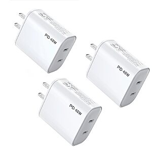 $4 for 3 Pack 40W USB C Charger Block, iGENJUN Dual USB-C Port Power Adapter - Phone Charger with Fast Charging Capability, Type C Wall Charger