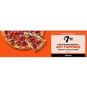Little Caesars Pizza Large Round Traditional.  Any Toppings $7.99 Online only. REGIONAL See Notes-so YMMV