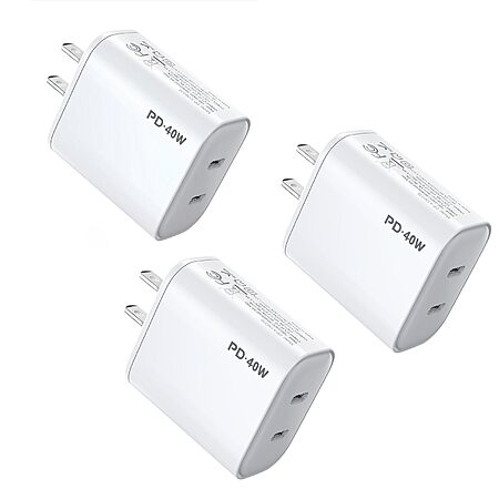 $4 for 3 Pack 40W USB C Charger Block, iGENJUN Dual USB-C Port Power Adapter - Phone Charger with Fast Charging Capability, Type C Wall Charger