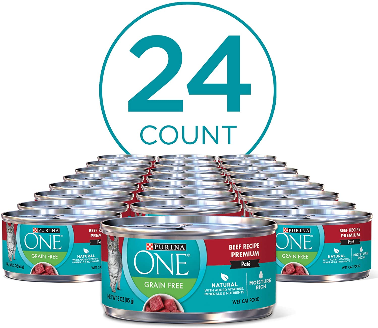 24Pack of 3oz Purina ONE High Protein Grain Free Wet Cat Food (Beef)