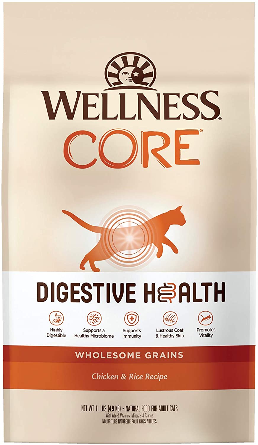 Wellness CORE Digestive Health Dry Cat Food with Wholesome Grains, Sensitive Stomach (Chicken) 11lbs $14.02 with s/s