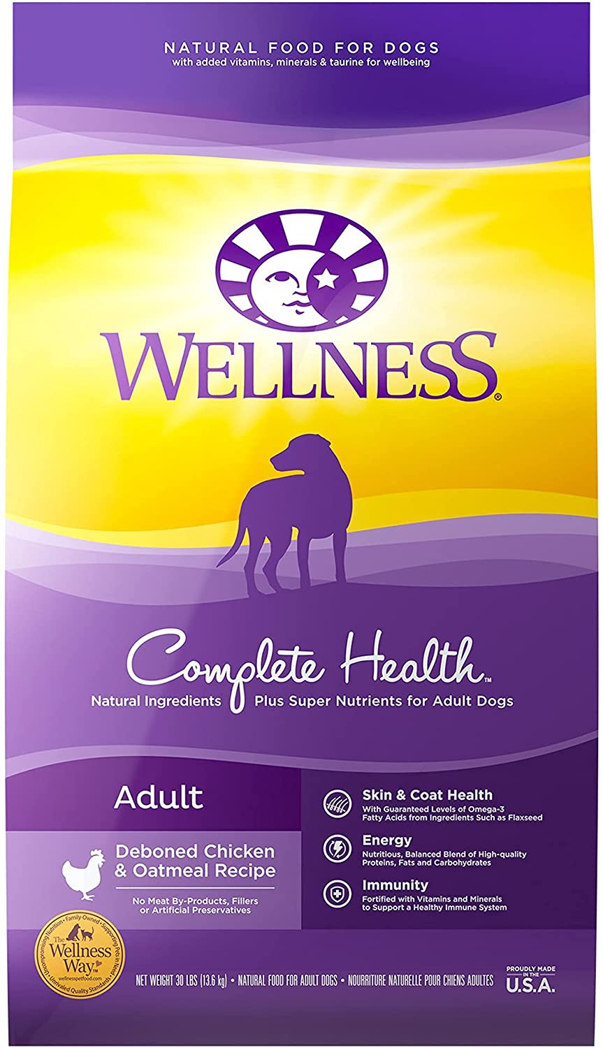 Wellness Complete Health Dry Dog Food, Adult (Chicken & Oatmeal) 30lbs $25.93 with s/s.