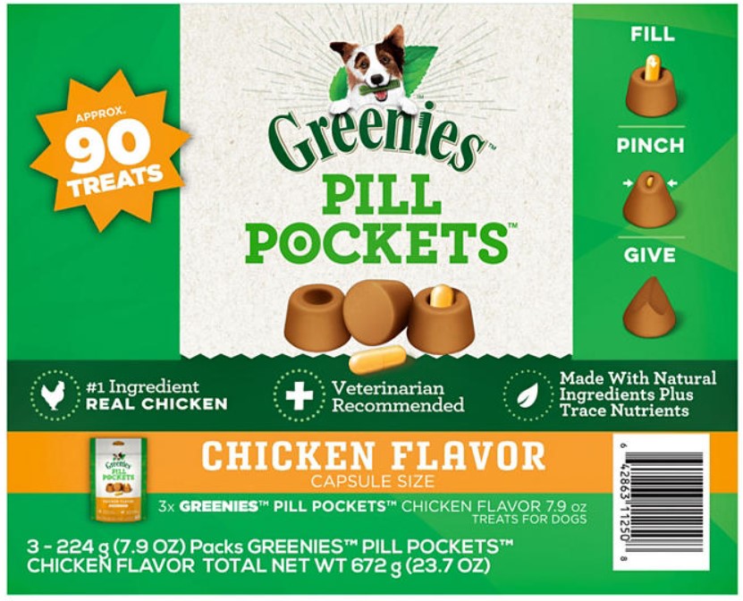 Sam's Club - Greenies Pill Pockets Capsule-Size Natural Dog Treats, Chicken Flavor (3 - 7.9 oz. Pouches) YMMV $4.91