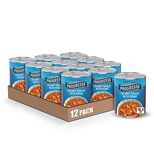 12-Pack 18.5-Oz Progresso Traditional Creamy Tomato w/ Penne Canned Soup .05 w/ Subscribe & Save