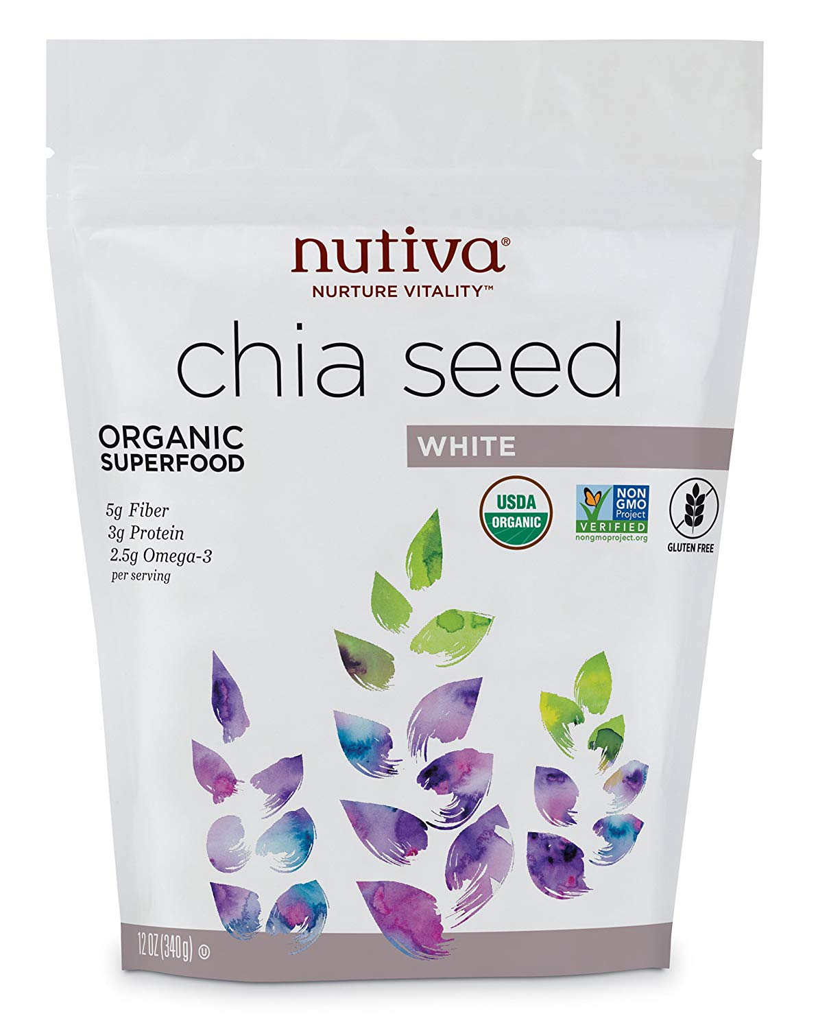 Nutiva Organic, non-GMO, Raw, Premium White Chia Seeds, 12 Ounce $2.56 with s/s