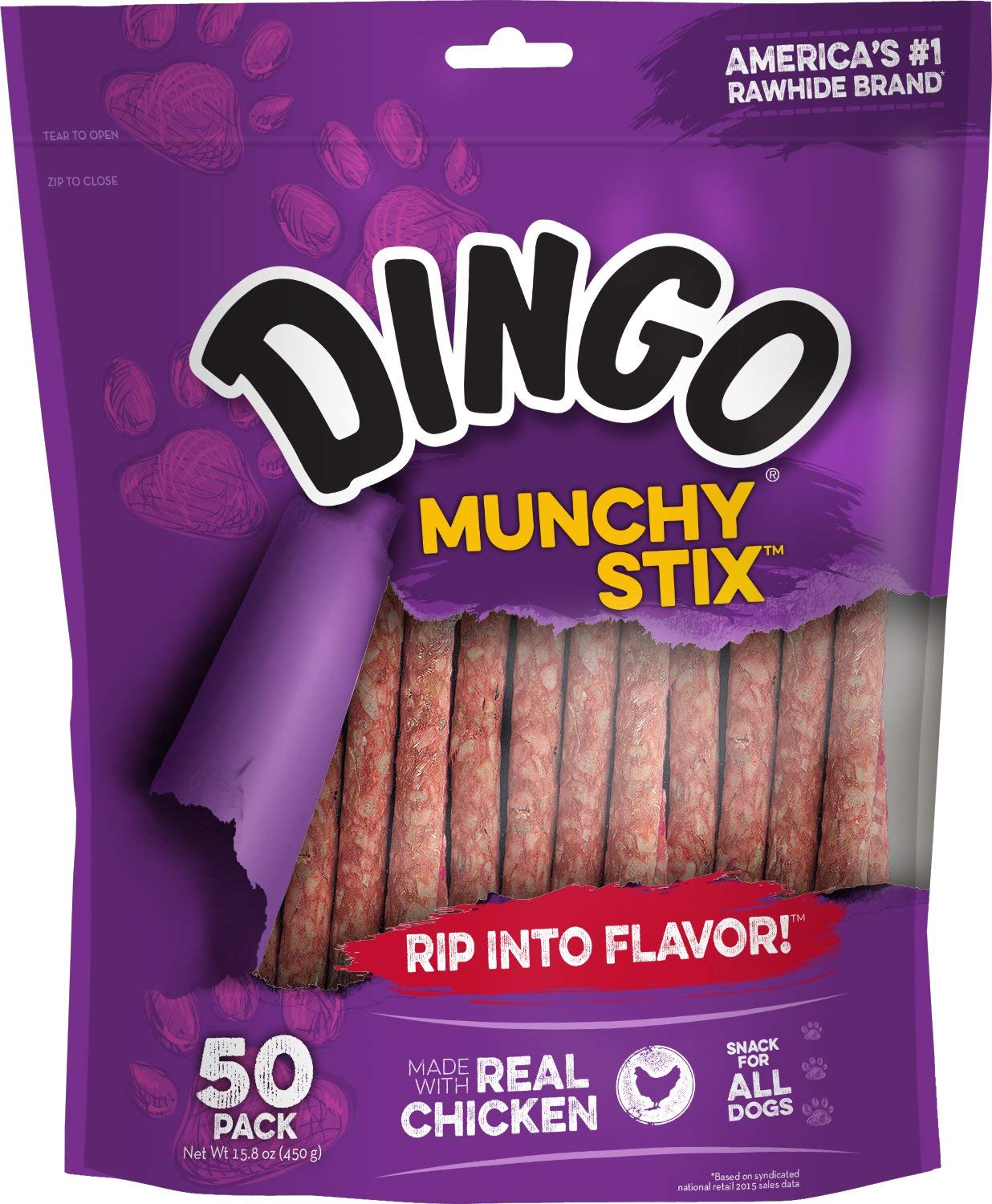 Dingo Munchy Stix Rawhide and Chicken Treat for Dogs 50 ct $3.68 with s/s