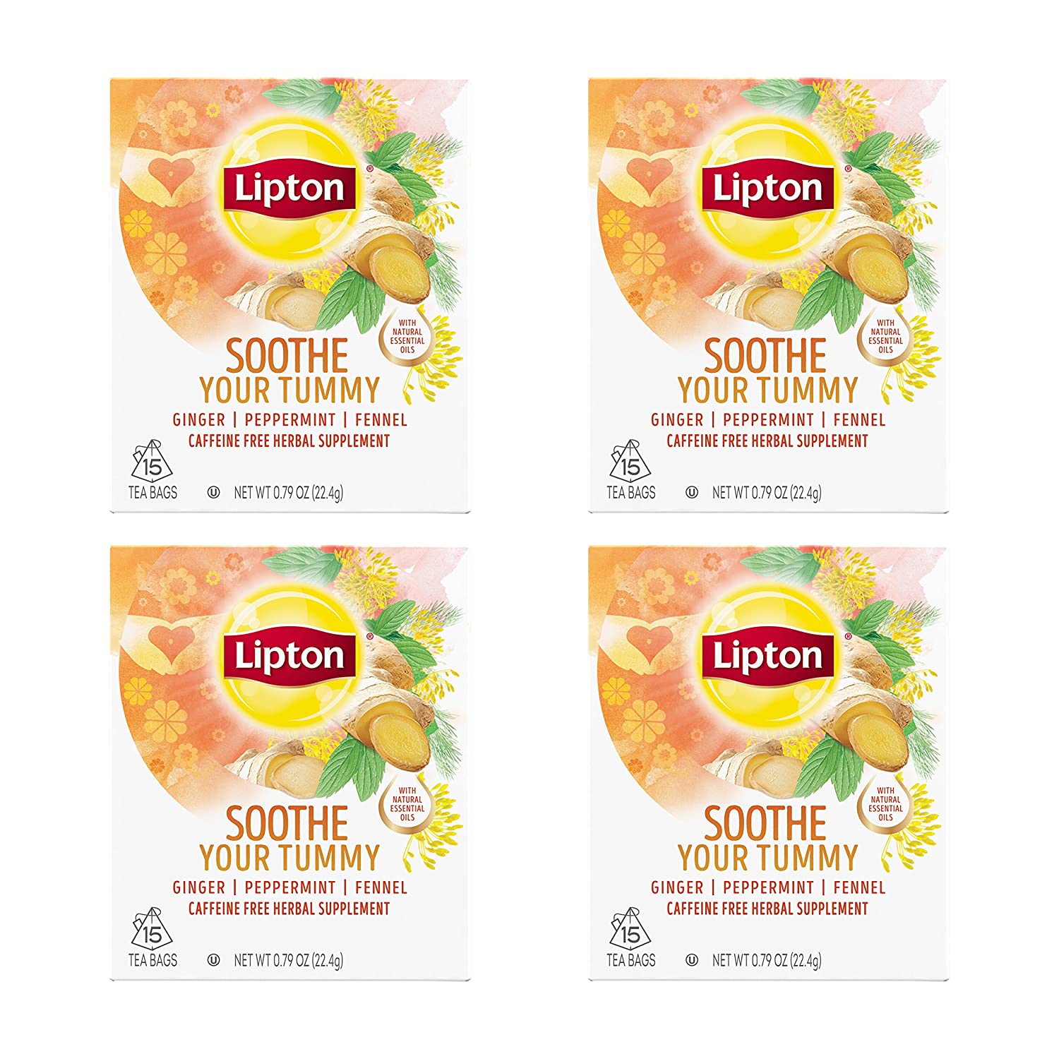 Lipton Herbal Supplement, Soothe Your Tummy 15 ct, Pack of 4 $6.48 with s/s