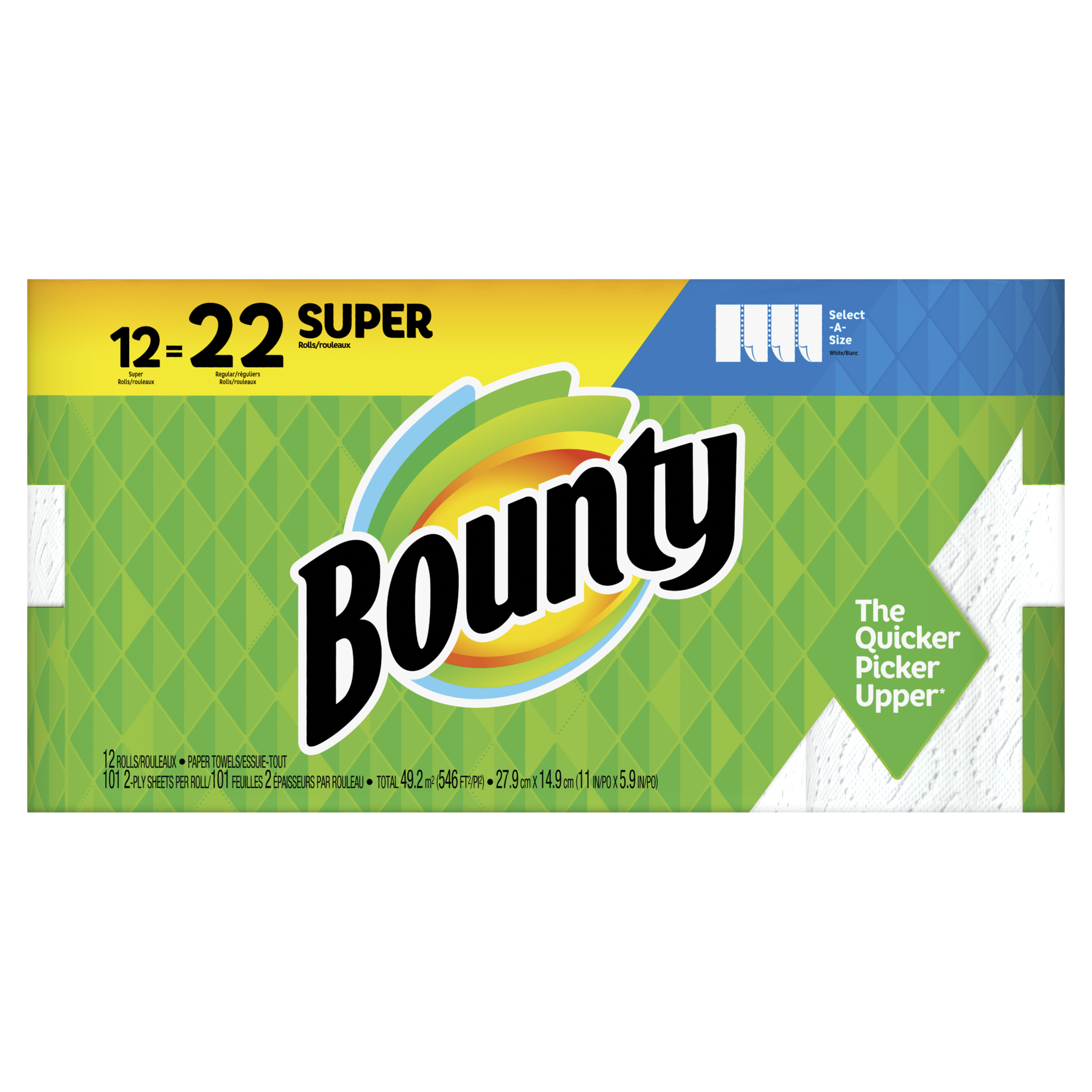 Bounty Select-A-Size Paper Towels, White, 12 Super Rolls = 22 Regular Rolls $18.34
