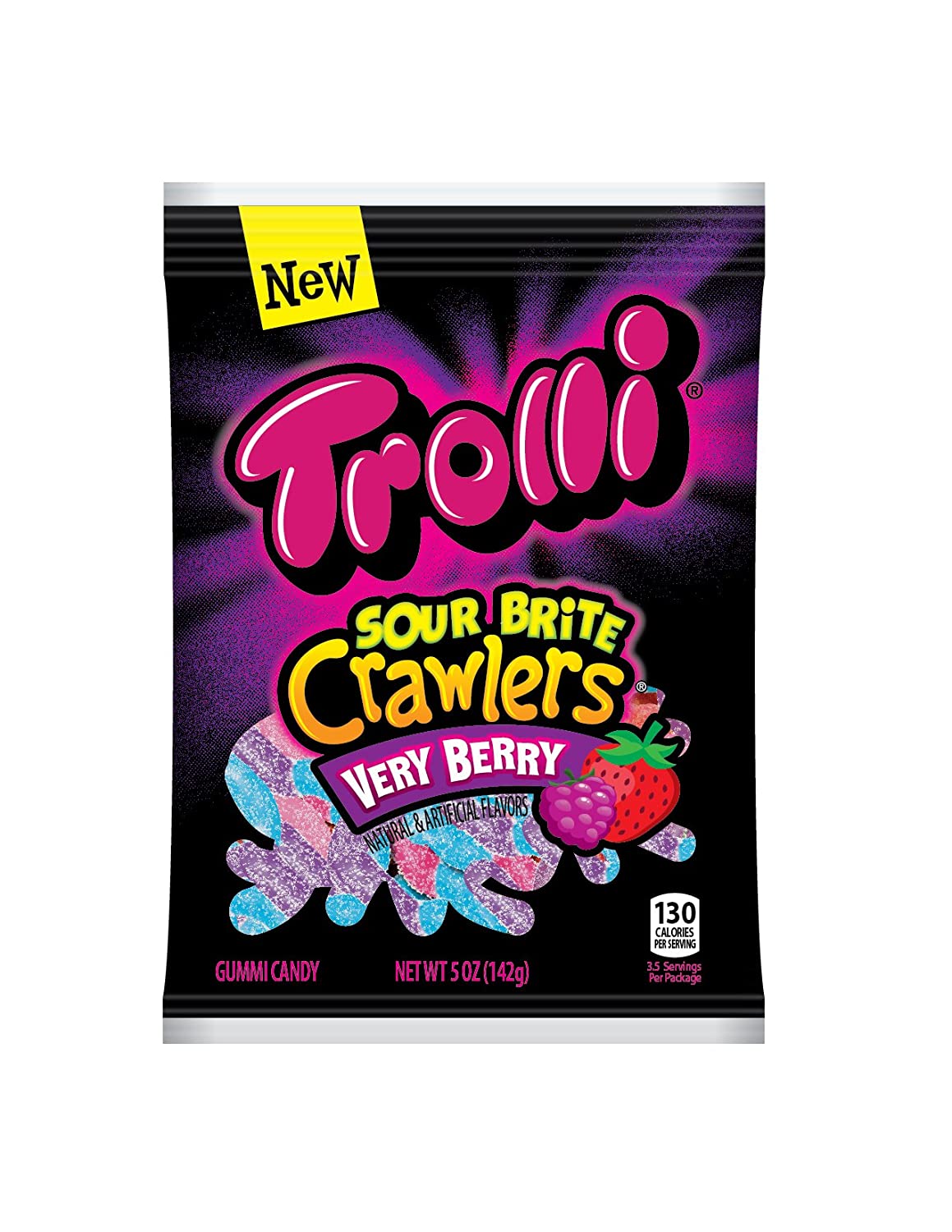 Trolli Sour Brite Crawlers Gummy Candy, Very Berry, 5 Ounce Bag ( Pack Of 12 ) $7.13 with s/s