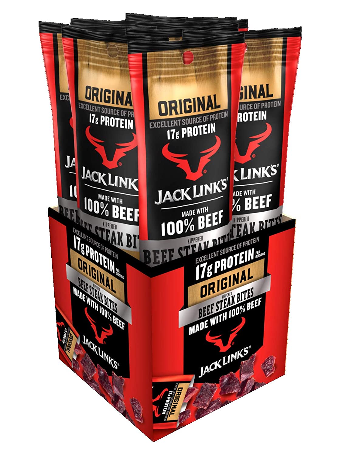 Jack Link’s Beef Steak Bites, Original, 1.5 oz Bag, Pack of 8 $7.60 with s/s