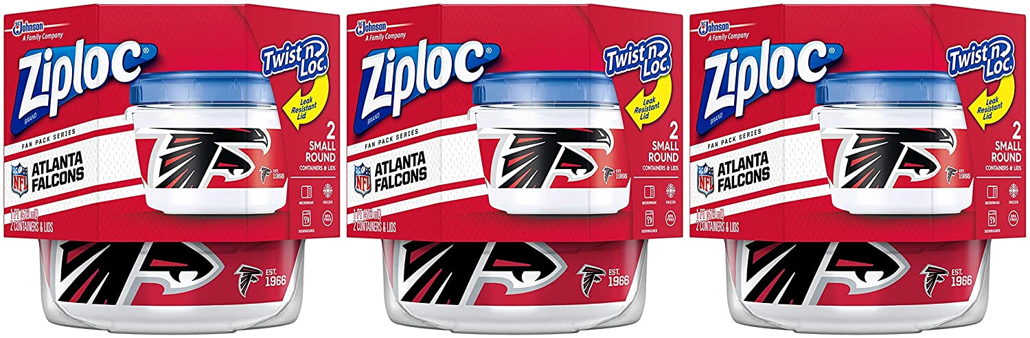 Ziploc Food Storage Meal Prep Containers, Small, 2 Count, Pack of 3 (6 Total Containers), Twist N Loc- NFL Atlanta Falcons $2.63