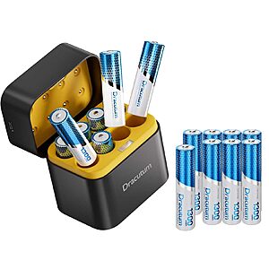 16 Pack Triple AAA Dracutum Batteries 1300mWh 1.5V Lithium ion Battery with Smart Battery Charger $38.99