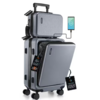 2-Piece TRAVELARIM Expandable Hard Carry-On Airline Approved Spinner Suitcase Luggage Set w/ USB Port (Gray) $84.27