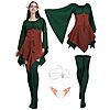 4-Piece Fairy Halloween Costume: Renaissance Elf Medieval Dress w/ Ears &amp;amp; Head Chain $9.99 + Free Shipping w/ Prime or on $35+