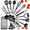 24 Piece Stainless Steel Kitchen Cooking Utensil Set (Black)