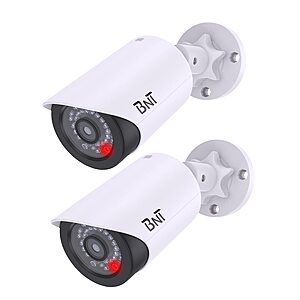 2-Pack BNT Dummy Fake Security Camera w/ Red LED Light (White) $6 