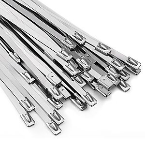 100-Pack 11.8" Self-Locking Metal Zip Ties (304 Stainless Steel) $8 