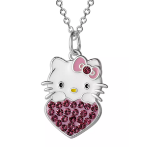 Sanrio Silver Plated Pink Crystal Hello Kitty Pendant Necklace $17 + Free Shipping on $49+