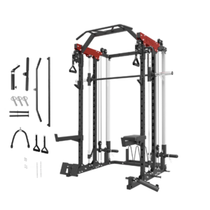 Mikolo H11 Smith Machine Power Cage: Squat Rack w/ Smith Bar, Dual LAT Pull-Down, Cable Crossover & Attachments (Black) $579.99 + Free Shipping