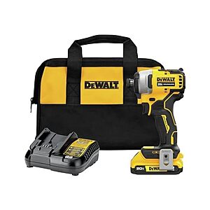20V DEWALT MAX ATOMIC Brushless 1/4" Cordless Impact Driver Kit w/ 2Ah Battery, Charger & Carrying Bag $94.99 + Free Shipping w/ Prime