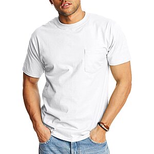 Hanes Men's Heavyweight Pocket T-Shirt (White, Medium) $4.15 