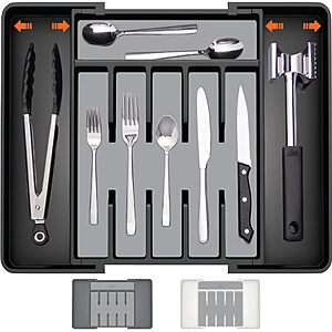 Gorilla Grip Expandable Rubber Lined Silverware Organizer (Expands 13" to 22.5") $12.49 + Free Shipping w/ Prime or on $35+