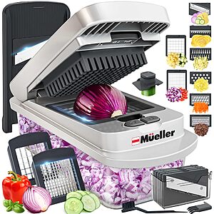 10-in-1 Mueller Pro-Series 8 Blade Vegetable Chopper/Mandoline Slicer w/ Container 