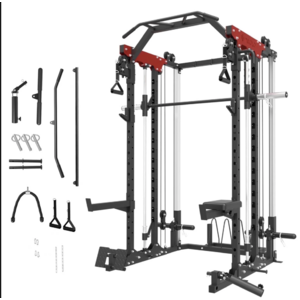 Mikolo H11 Smith Machine Power Cage: Squat Rack w/ Smith Bar, Dual LAT Pull-Down, Cable Crossover & Attachments (Black) $548.99 + Free Shipping