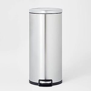 30L Brightroom Round Step Stainless Steel Trash Can (Silver)  + Free Shipping