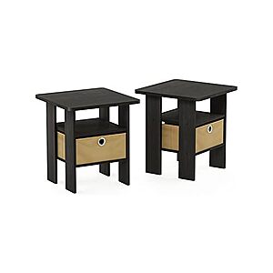 2-Count Furinno Andrey Night Stand Bedside Table w/ Bin Drawer (Espresso) $17.98 + Free Shipping w/ Prime