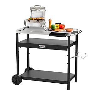 Prime Members: Nexgrill Large Stainless Steel Grill Table Cart w/ Double Shelf, Handle & Holders (46" x 24" x 40") $40.80 + Free Shipping