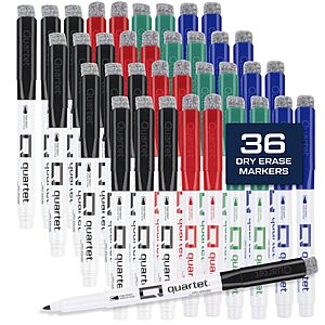 36-Pack Quartet Fine Tip Dry Erase Markers (Various) .20