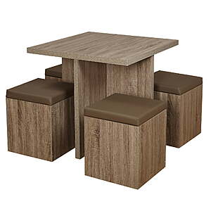 5-Piece Mainstays Dexter Compact Dining Room/Kitchen Table Set w/ 4 Storage Ottomans (Taupe) $140.00 + Free Shipping