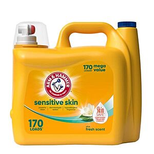 170-Oz Arm & Hammer Sensitive Skin Plus Liquid Laundry Detergent $11.25 w/ Subscribe & Save