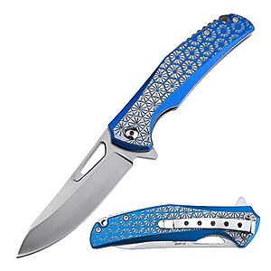 8" FEMME FATALE Satin Drop Point Blade Folding Pocket Knife (Blue) $7.90 + Free Shipping w/ Prime or on $35