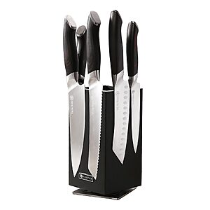 5-Piece YUSOTAN Knife Set w/ 360° Rotating Magnetic Wooden Holder $14 + Free Shipping w/ Prime or on $35