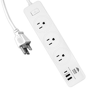 5.9' WBM Smart Power Strip w/ 2 USB-A & 1 USB-C Ports $6 