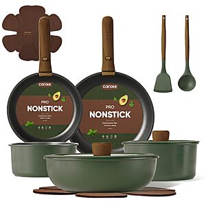 Prime Members: 15-Pc Carote Nonstick Pots & Pans Cookware Set w/ Detachable Handle $50 + Free Shipping