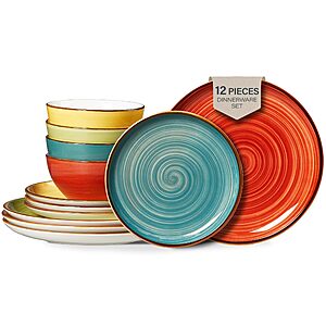 12-Piece OneMore Stoneware Dinnerware Set (Assorted Colors) $35 + Free Shipping