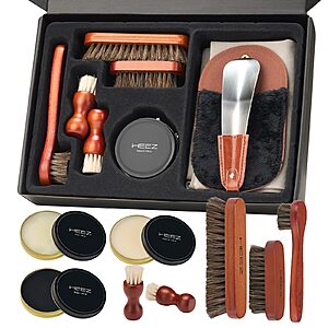 13-Piece HEEZ Shoe Polish & Shine Kit: Leather Care Set w/ Black & Neutral Polish $12.99 + Free Shipping w/ Prime or on $35+